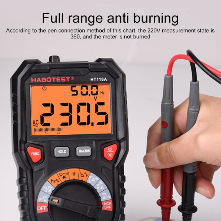 HABOTEST HT118A Handheld Double Backlight High-precision Automatic Digital Multimeter, HT118A