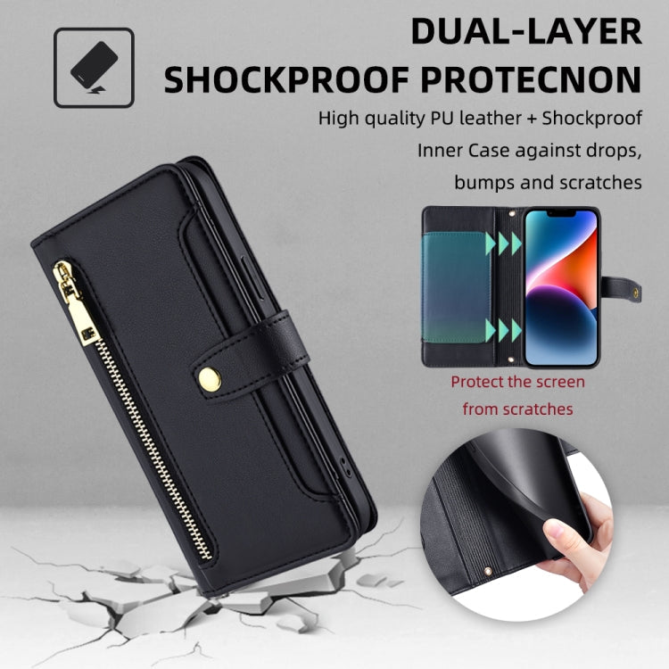 Sheep Texture Cross-body Zipper Wallet Leather Phone Case, For iPhone 13 mini, For iPhone 13, For iPhone 13 Pro, For iPhone 13 Pro Max