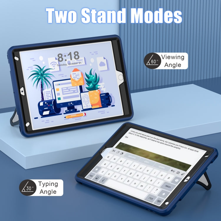 For iPad 10.2 2021 / 2020 / 2019 Silicone + PC Shockproof Protective Tablet Case(Navy Blue+Black)