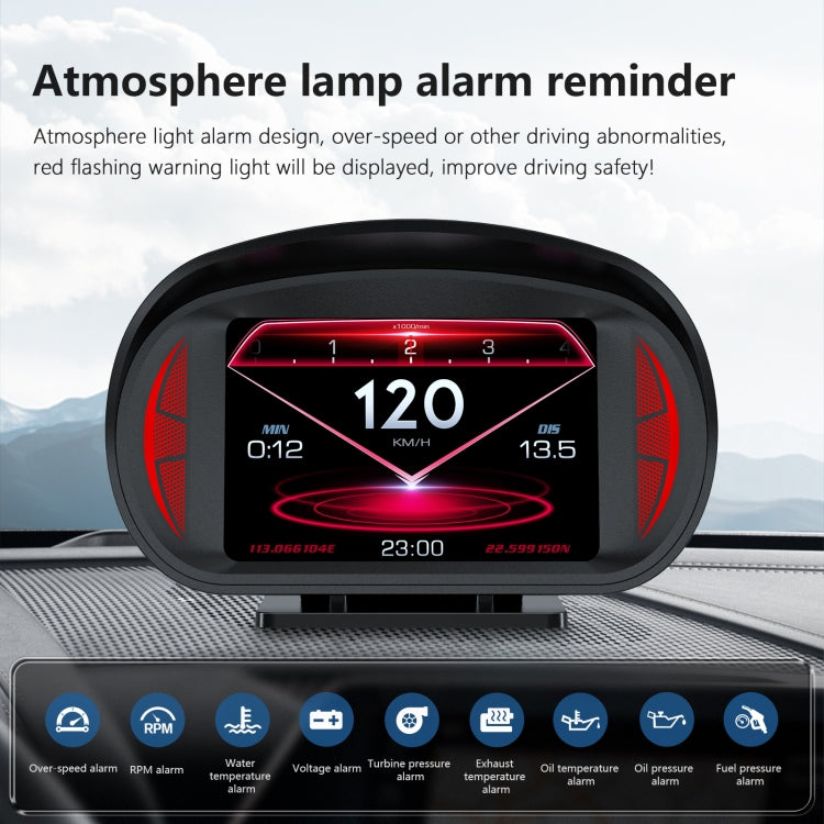 P2 3 inch Multi-function HD OBD LCD Instrument GPS Car Speed Slope Meter HUD Head-up Display, P2
