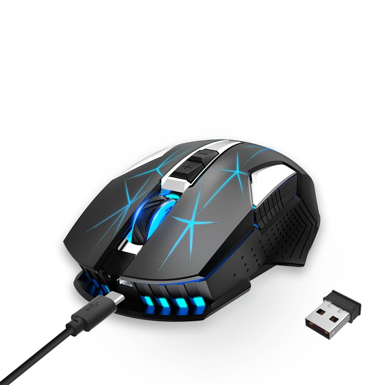 HXSJ T300 7-Tasten 2400DPI 2,4G kabellose Maus mit farbenfroher Beleuchtung, T300 Schwarz