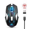 HXSJ T300 7-Tasten 2400DPI 2,4G kabellose Maus mit farbenfroher Beleuchtung, T300 Schwarz