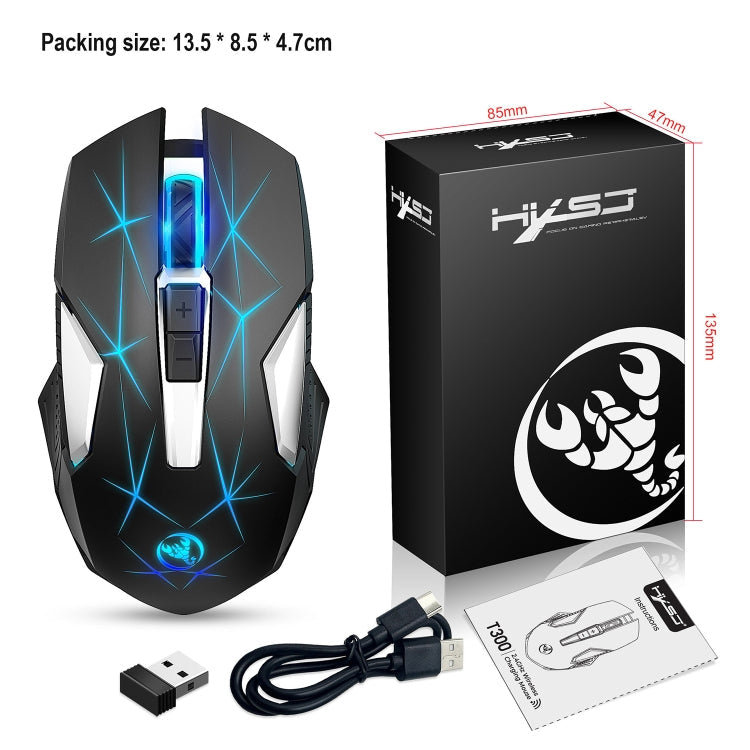 HXSJ T300 7-Tasten 2400DPI 2,4G kabellose Maus mit farbenfroher Beleuchtung, T300 Schwarz