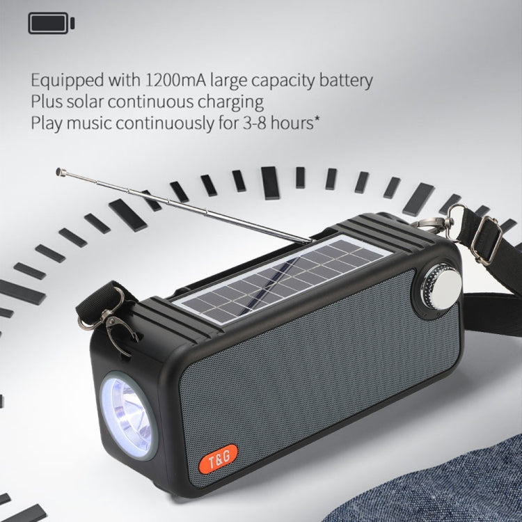 T&G TG637 Outdoor Portable Solar Power Wireless Bluetooth Speaker with FM / Flashlight / TF Card Slot(Peacock Blue)