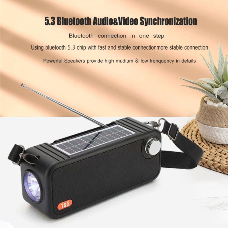 T&G TG637 Outdoor Portable Solar Power Wireless Bluetooth Speaker with FM / Flashlight / TF Card Slot(Grey)