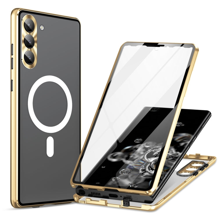 HD Full Cover Magsafe Magnetic Metal Tempered Glass Phone Case, For Samsung Galaxy S21 5G, For Samsung Galaxy S21+ 5G, For Samsung Galaxy S21 Ultra 5G