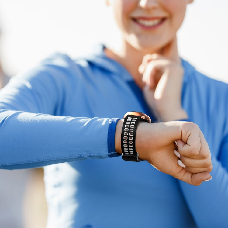 22 mm zweireihiges Silikon-Uhrenarmband mit Klappschließe in Schwarz (Schwarz/Gelb)