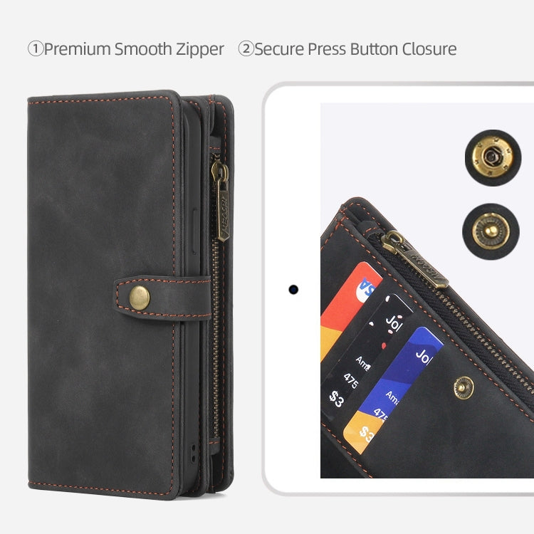For iPhone 14 Pro Zipper Wallet Magnetic Detachable Leather Phone Case(Black)