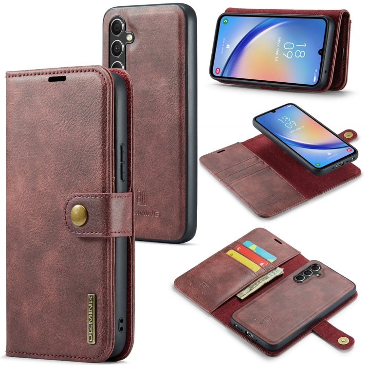 DG.MING Crazy Horse Textur abnehmbare magnetische Lederhülle, für Samsung Galaxy A34 5G, für Samsung Galaxy A54 5G