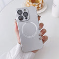For iPhone 13 Pro Magsafe Magnetic PC Shockproof Phone Case With Camera Lens(Silver)