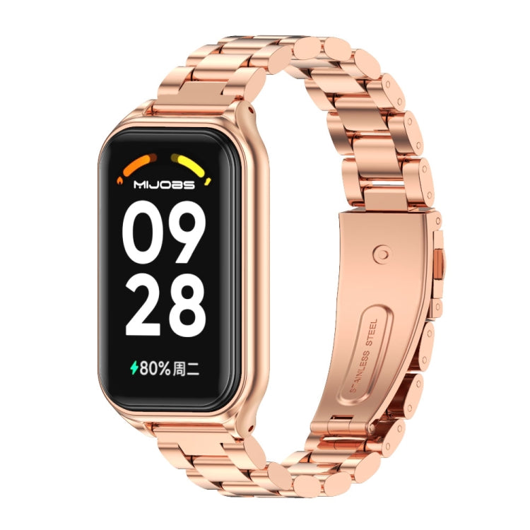 Mijobs Metal Shell + Three-Bead Stainless Steel Watch Band, For Xiaomi Smart Band 8 Active / Redmi Band 2
