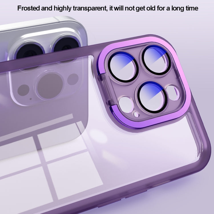 For iPhone 15 Pro Invisible Lens Bracket Matte Transparent MagSafe Phone Case(Pink)