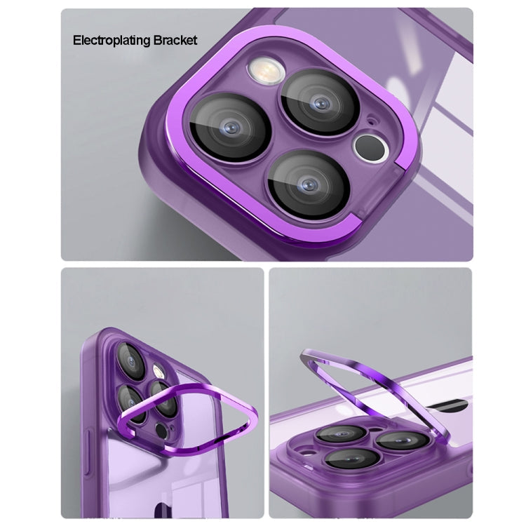 For iPhone 13 Pro Max Invisible Lens Bracket Matte Transparent Phone Case(Purple)