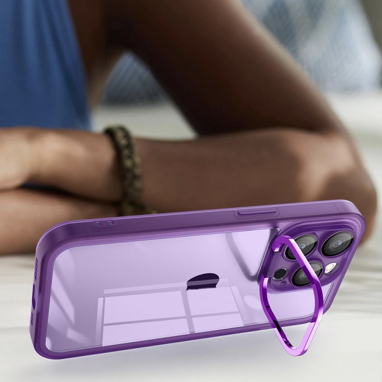For iPhone 15 Pro Max Invisible Lens Bracket Matte Transparent MagSafe Phone Case(Dark Green)