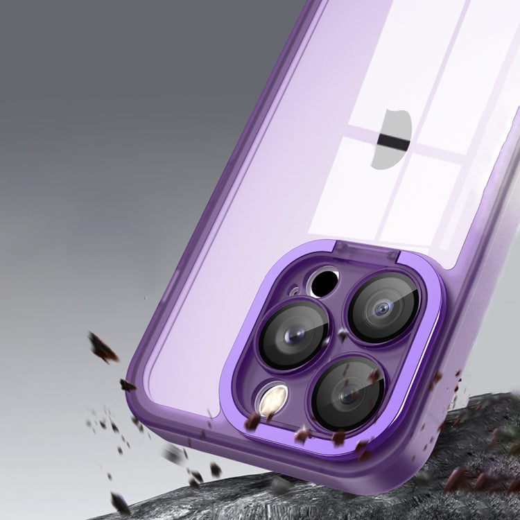 For iPhone 15 Pro Invisible Lens Bracket Matte Transparent MagSafe Phone Case(Pink)