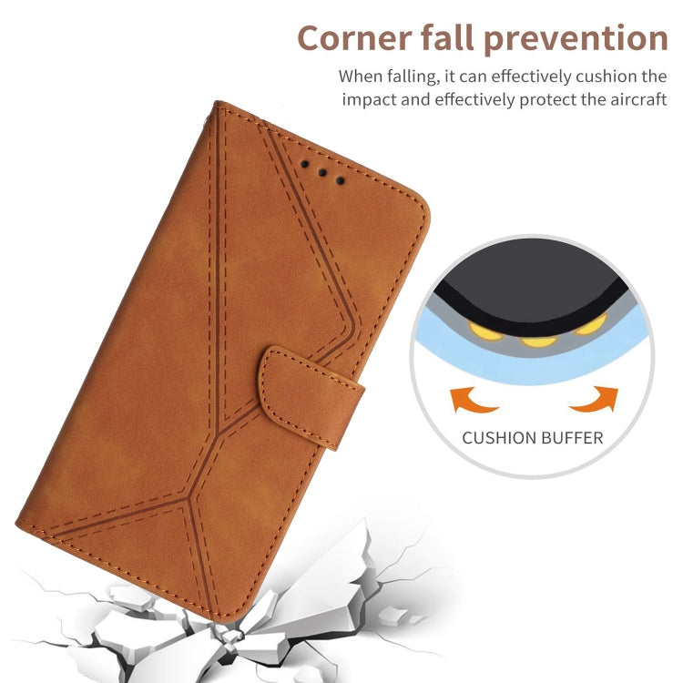 For iPhone 13 Pro Max Stitching Embossed Leather Phone Case(Brown)