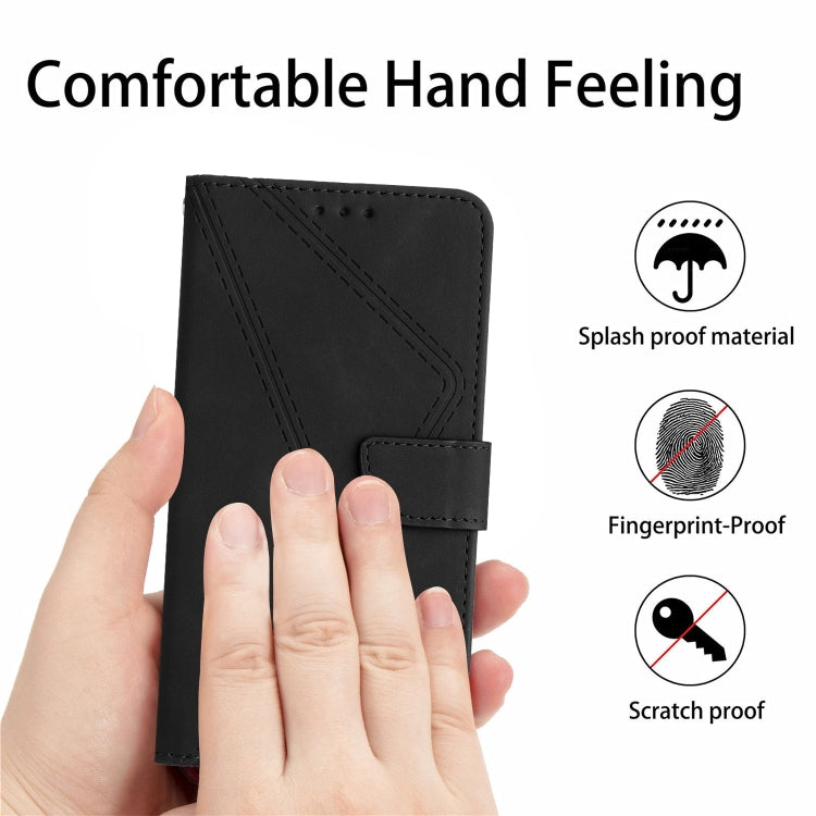 For iPhone 11 Stitching Embossed Leather Phone Case(Black)