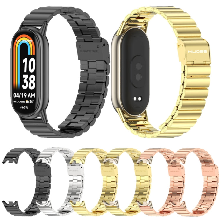Mijobs Bambus-Gliederkette Edelstahl-Armband, für Xiaomi Smart Band 10 / 9 / 8