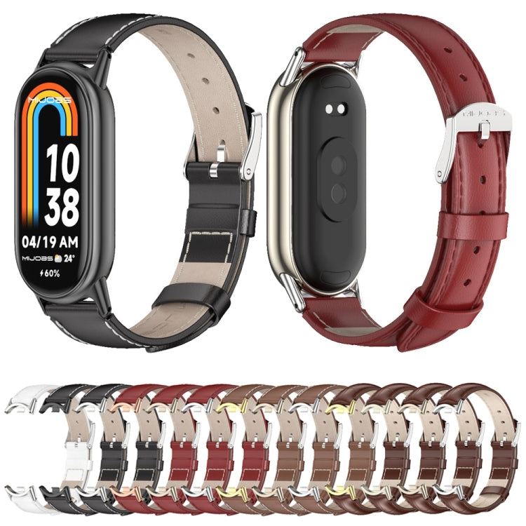 Mijobs Echtleder-Uhrenarmband, für Xiaomi Smart Band 10 / 9 / 8