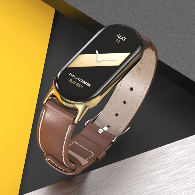 Mijobs Echtleder-Uhrenarmband, für Xiaomi Smart Band 10 / 9 / 8