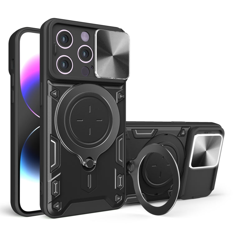 CD Texture Sliding Camshield Magnetic Holder Phone Case, For iPhone 14 Pro Max, For iPhone 13 Pro Max, For iPhone 13 Pro, For iPhone 13