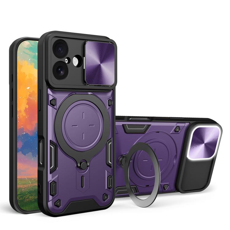 CD Texture Sliding Camshield Magnetic Holder Phone Case, For iPhone Air, For iPhone 16 Pro Max, For iPhone 16 Pro, For iPhone 16 Plus