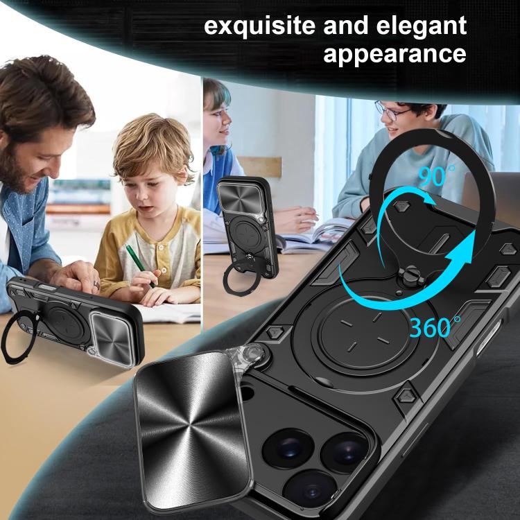 CD Texture Sliding Camshield Magnetic Holder Phone Case, For iPhone 17e / 16e, For iPhone 17 Pro Max, For iPhone 17 Pro, For iPhone 17