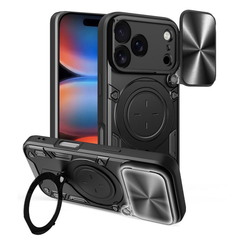CD Texture Sliding Camshield Magnetic Holder Phone Case, For iPhone 17e / 16e, For iPhone 17 Pro Max, For iPhone 17 Pro, For iPhone 17
