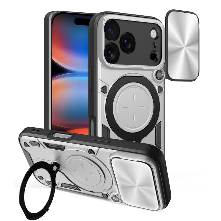CD Texture Sliding Camshield Magnetic Holder Phone Case, For iPhone 17e / 16e, For iPhone 17 Pro Max, For iPhone 17 Pro, For iPhone 17