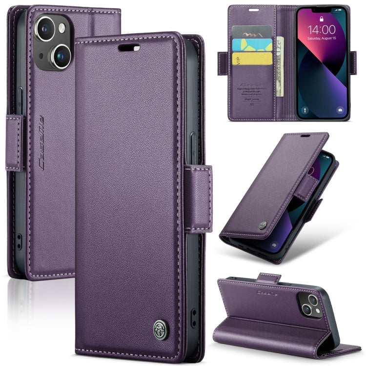 CaseMe 023 Butterfly Buckle Litchi Texture RFID Anti-theft Leather Phone Case, For iPhone 15 Pro Max, For iPhone 14, For iPhone 14 Plus, For iPhone 15 Pro