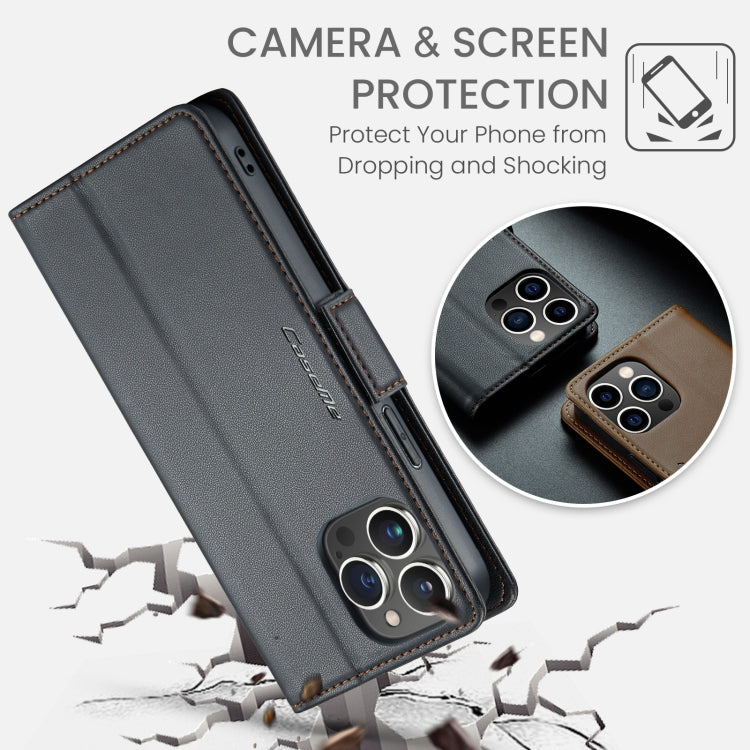 CaseMe 023 Butterfly Buckle Litchi Texture RFID Anti-theft Leather Phone Case, For iPhone 14 Pro, For iPhone 15 Plus, For iPhone 15, For iPhone 14 Pro Max