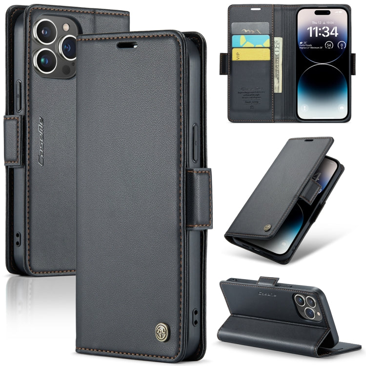 CaseMe 023 Butterfly Buckle Litchi Texture RFID Anti-theft Leather Phone Case, For iPhone 15 Plus, For iPhone 14 Pro, For iPhone 14 Pro Max, For iPhone 15