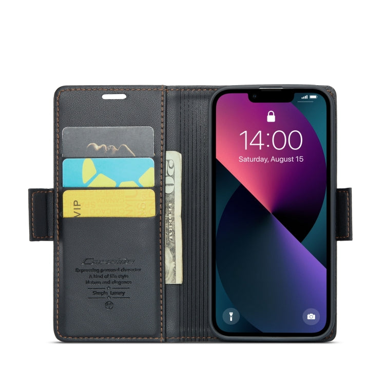 CaseMe 023 Schmetterlingsschnalle Litschi-Textur RFID-Diebstahlschutz Leder-Handyhülle, für iPhone 13, für iPhone 13 mini, für iPhone 13 Pro, für iPhone 13 Pro Max