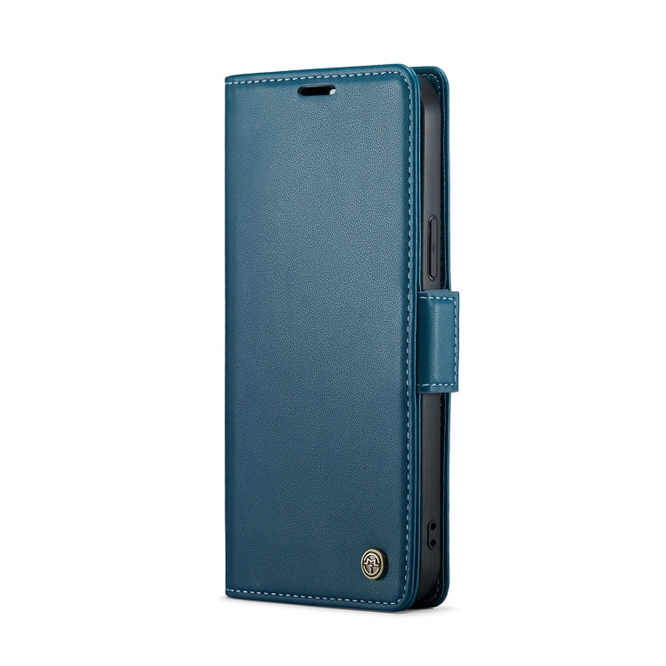 For iPhone 13 Pro CaseMe 023 Butterfly Buckle Litchi Texture RFID Anti-theft Leather Phone Case(Blue)
