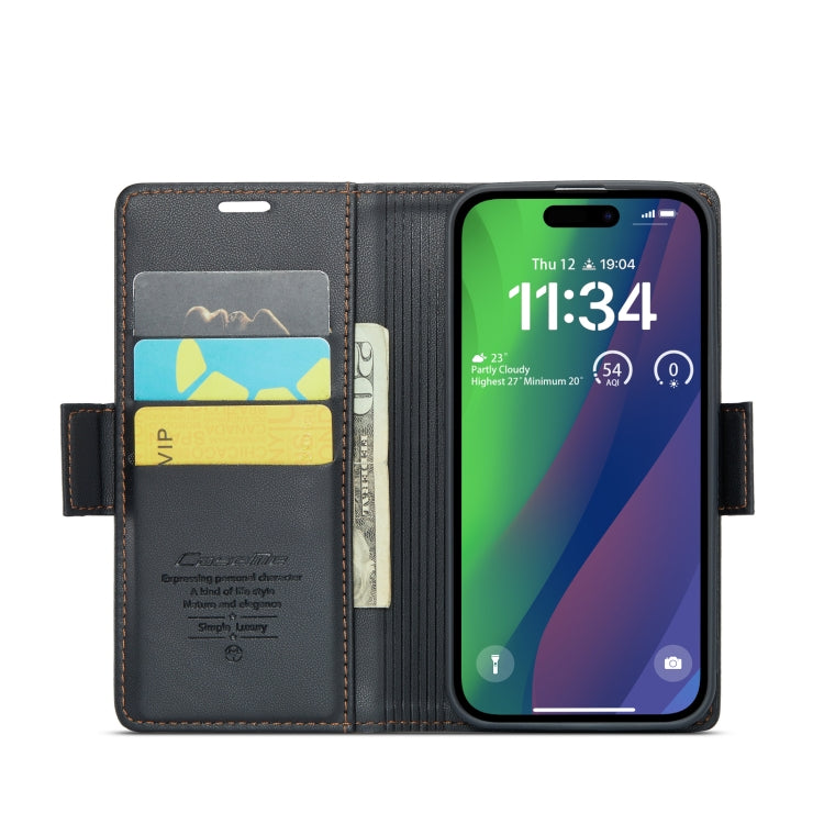 CaseMe 023 Butterfly Buckle Litchi Texture RFID Anti-theft Leather Phone Case, For iPhone 15 Plus, For iPhone 14 Pro, For iPhone 14 Pro Max, For iPhone 15