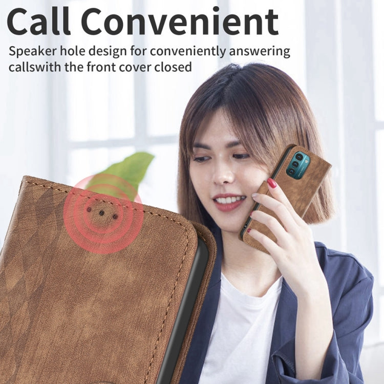 Plaid Embossed Leather Phone Case, For Nokia G21 / G11, For Nokia G22