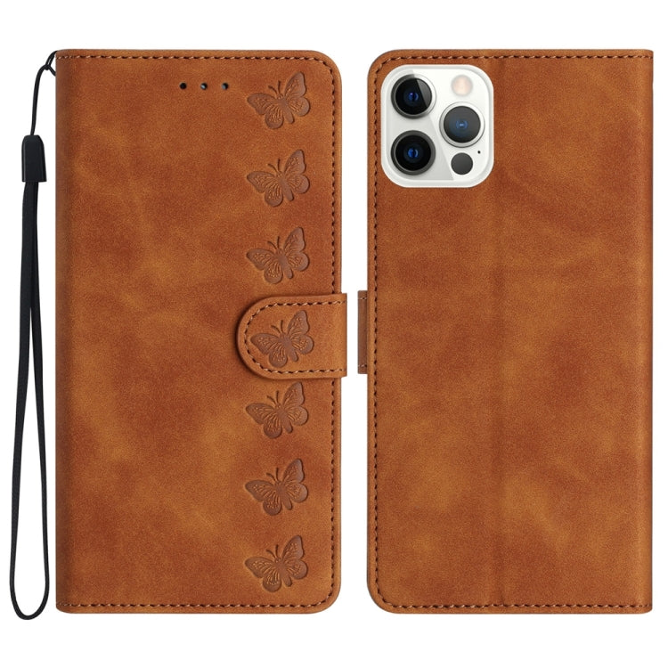 Seven Butterflies Embossed Leather Phone Case, For iPhone 14 Pro Max, For iPhone 13 Pro Max, For iPhone 13 Pro, For iPhone 13