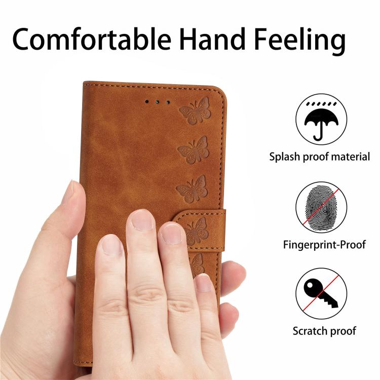 Seven Butterflies Embossed Leather Phone Case, For iPhone Air, For iPhone 16 Pro Max, For iPhone 16 Pro, For iPhone 16 Plus