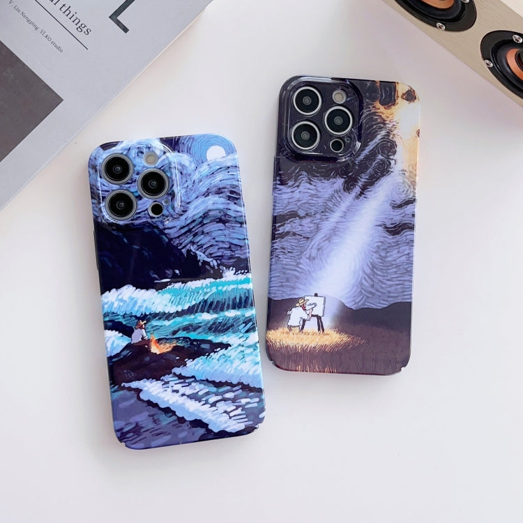 Precise Hole Oil Painting Pattern PC Phone Case, For iPhone 14, For iPhone 14 Plus, For iPhone 14 Pro, For iPhone 14 Pro Max