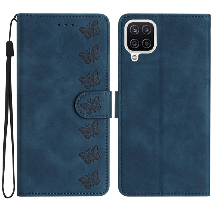Seven Butterflies Embossed Leather Phone Case, For Samsung Galaxy A05, For Samsung Galaxy A10 / M10, For Samsung Galaxy A12 5G, For Samsung Galaxy A13 4G