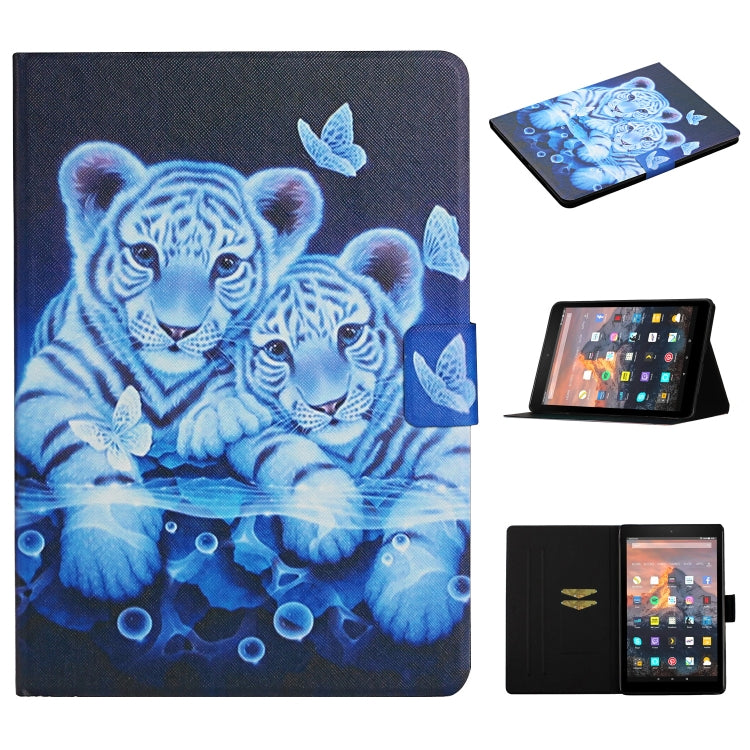 Colored Drawing Pattern Horizontal Flip Leather Case with Holder & Card Slots, For Amazon Kindle Fire HD7 (2019)