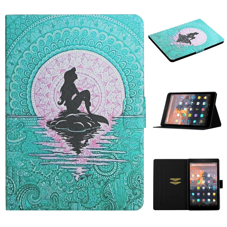 Colored Drawing Pattern Horizontal Flip Leather Case with Holder & Card Slots, For Amazon Kindle Fire HD7 (2019)