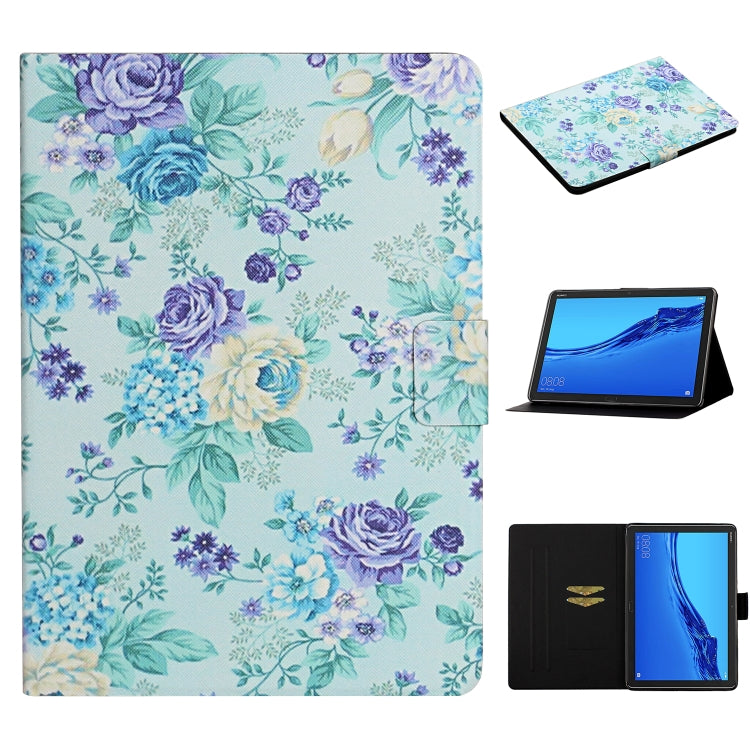 Lederhülle mit Blumenmuster und horizontaler Klappfunktion, mit Kartenfächern und Ständer, für Samsung Galaxy Tab A 8.0 2019, für Samsung Galaxy Tab A 10.1 (2019), für Samsung Galaxy Tab S5e T720, für Samsung Galaxy Tab S6 Lite