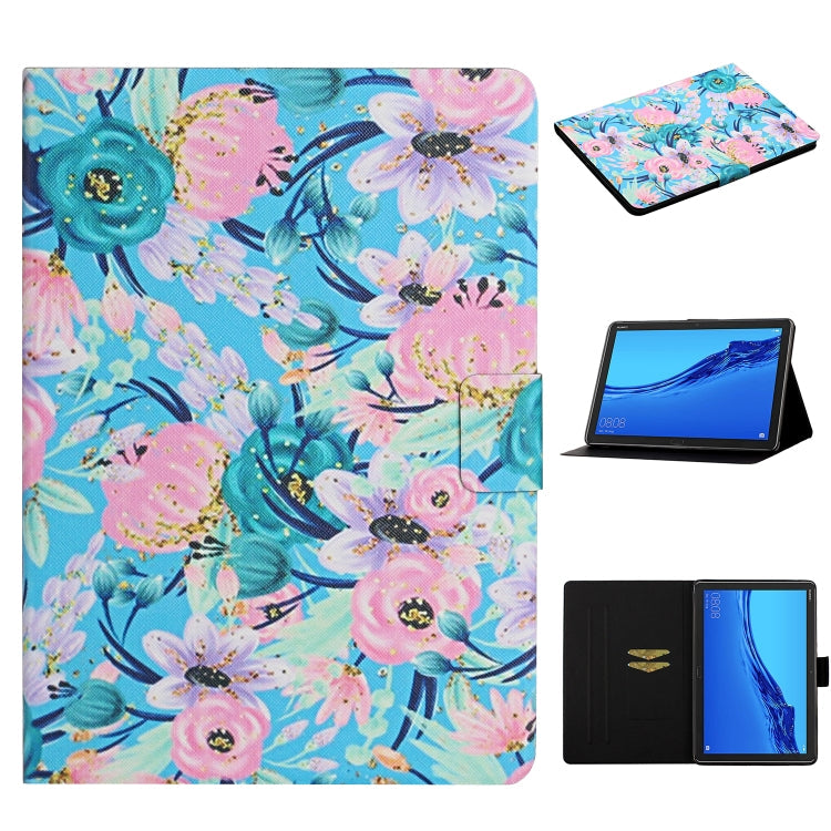 Lederhülle mit Blumenmuster und horizontaler Klappfunktion, mit Kartenfächern und Ständer, für Samsung Galaxy Tab A 8.0 2019, für Samsung Galaxy Tab A 10.1 (2019), für Samsung Galaxy Tab S5e T720, für Samsung Galaxy Tab S6 Lite