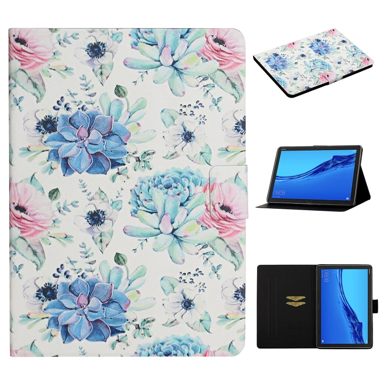 Lederhülle mit Blumenmuster und horizontaler Klappfunktion, mit Kartenfächern und Ständer, für Samsung Galaxy Tab A 8.0 2019, für Samsung Galaxy Tab A 10.1 (2019), für Samsung Galaxy Tab S5e T720, für Samsung Galaxy Tab S6 Lite