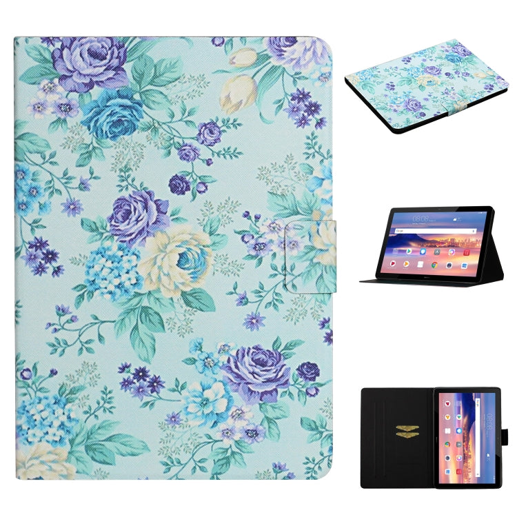 Lederhülle mit Blumenmuster und horizontaler Klappfunktion, mit Kartenfächern und Ständer, für Samsung Galaxy Tab A 8.0 2019, für Samsung Galaxy Tab A 10.1 (2019), für Samsung Galaxy Tab S5e T720, für Samsung Galaxy Tab S6 Lite