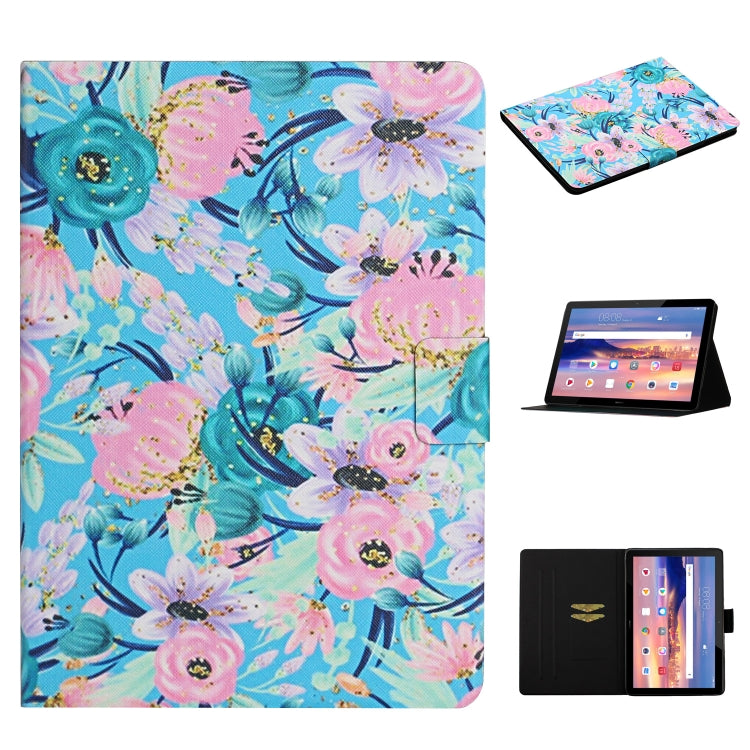 Lederhülle mit Blumenmuster und horizontaler Klappfunktion, mit Kartenfächern und Ständer, für Samsung Galaxy Tab A 8.0 2019, für Samsung Galaxy Tab A 10.1 (2019), für Samsung Galaxy Tab S5e T720, für Samsung Galaxy Tab S6 Lite