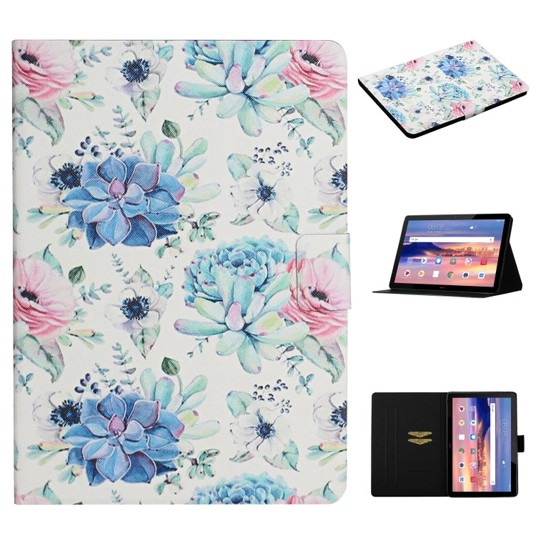 Lederhülle mit Blumenmuster und horizontaler Klappfunktion, mit Kartenfächern und Ständer, für Samsung Galaxy Tab A 8.0 2019, für Samsung Galaxy Tab A 10.1 (2019), für Samsung Galaxy Tab S5e T720, für Samsung Galaxy Tab S6 Lite