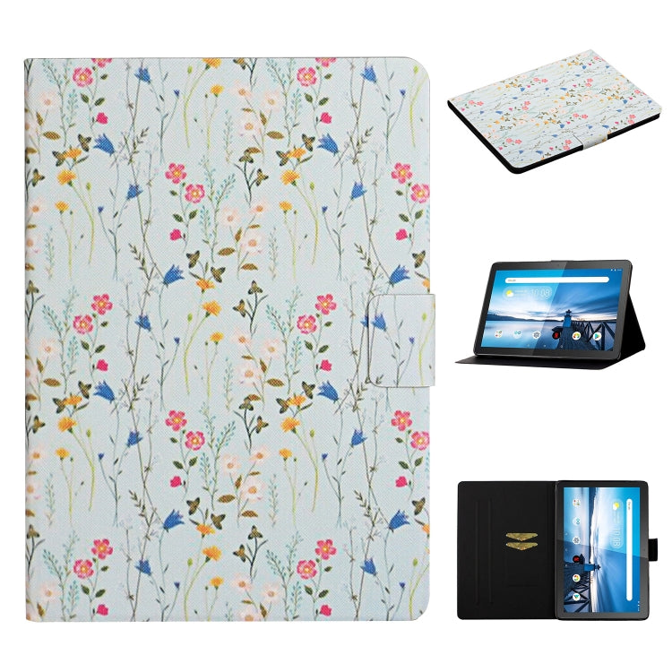 Lederhülle mit Blumenmuster und horizontaler Klappfunktion, mit Kartenfächern und Ständer, für Samsung Galaxy Tab A 8.0 2019, für Samsung Galaxy Tab A 10.1 (2019), für Samsung Galaxy Tab S5e T720, für Samsung Galaxy Tab S6 Lite