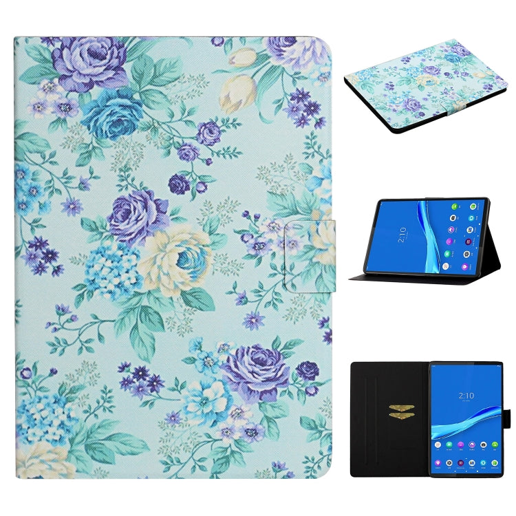 Lederhülle mit Blumenmuster und horizontaler Klappfunktion, mit Kartenfächern und Ständer, für Samsung Galaxy Tab A 8.0 2019, für Samsung Galaxy Tab A 10.1 (2019), für Samsung Galaxy Tab S5e T720, für Samsung Galaxy Tab S6 Lite